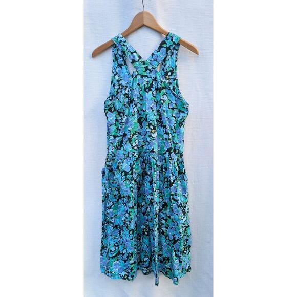 High Risk Womens Tank Dress L Drop Waist Floral Artsy Cottagecore Impressionist - Picture 4 of 7